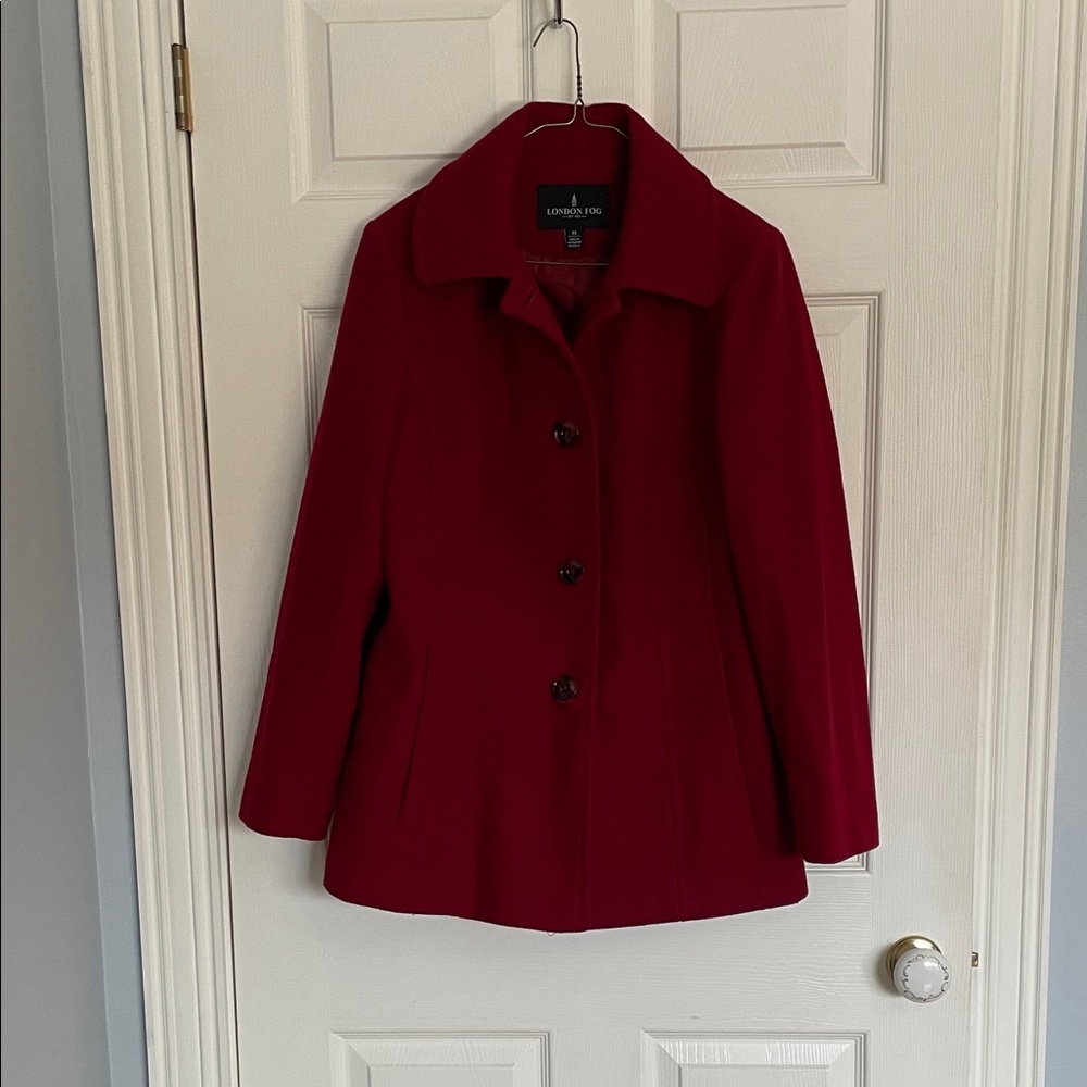 London Fog Women's Deep Red Pea Coat